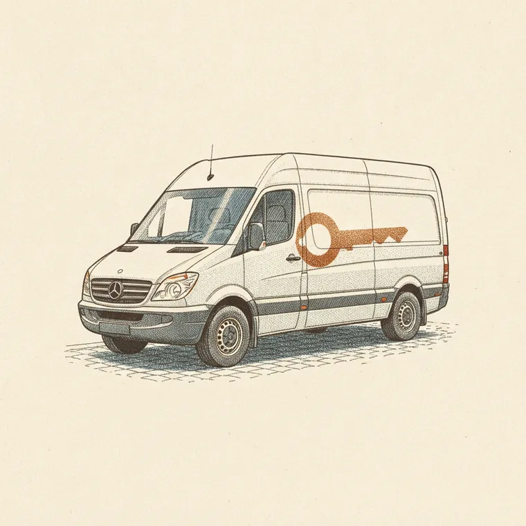 Briefmarken-Illustration: Sprinter-Silhouette — Umzugswagen mieten, Beiladung Lörrach